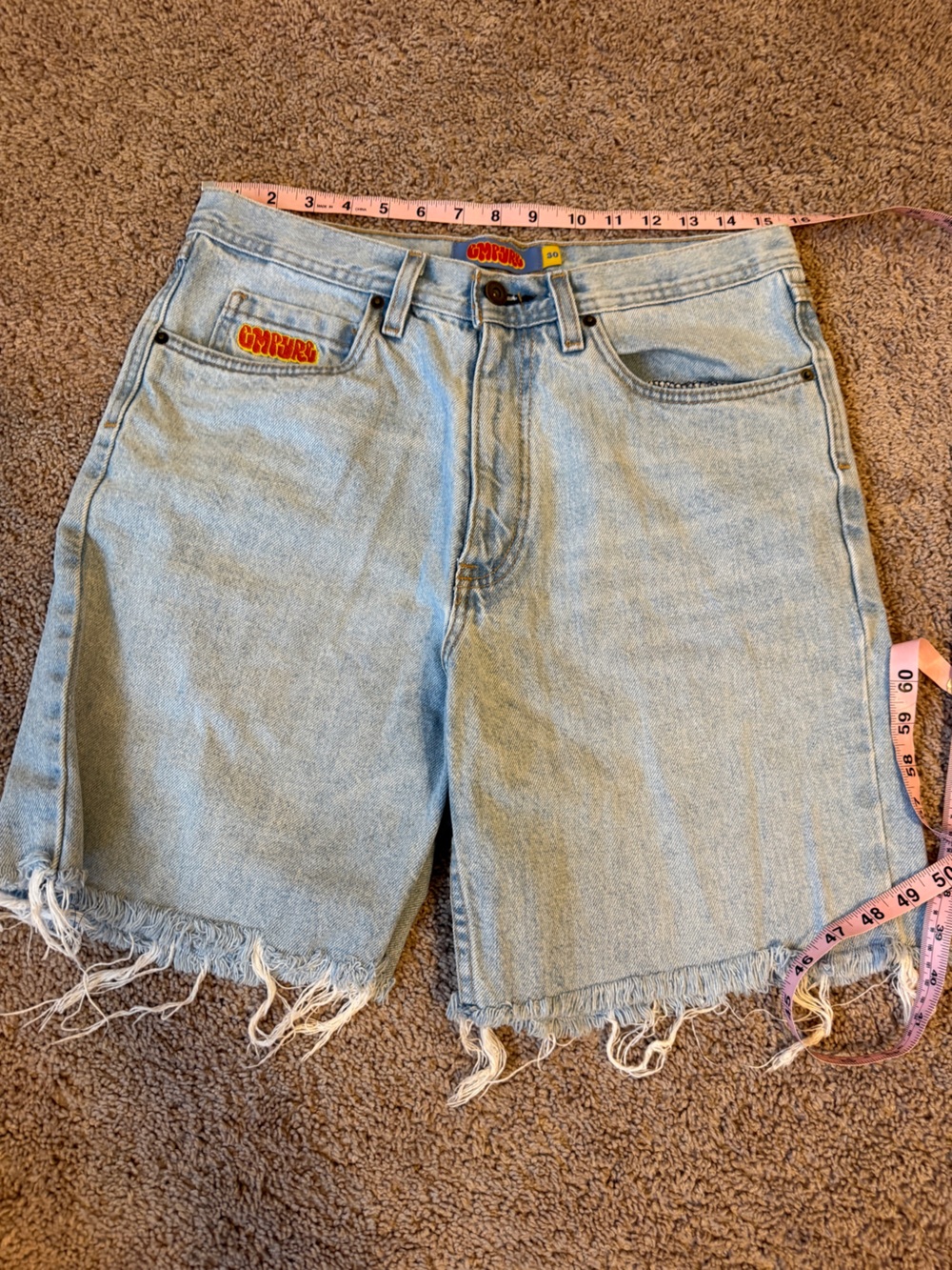 Empyre vintage Light Wash Denim Cutoff Shorts with Frayed Hem - Picture 10 of 11